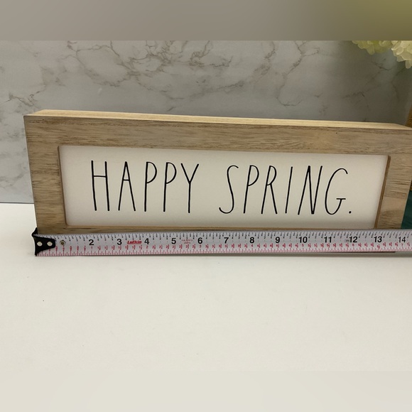 Rae Dunn wooden sign “HAPPY SPRING” in white with black lettering - Picture 3 of 6